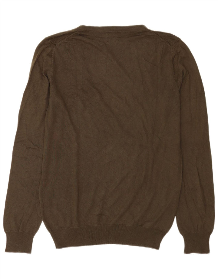 Massimo Dutti Maglione da donna con scollo a V UK 14 Seta kaki media