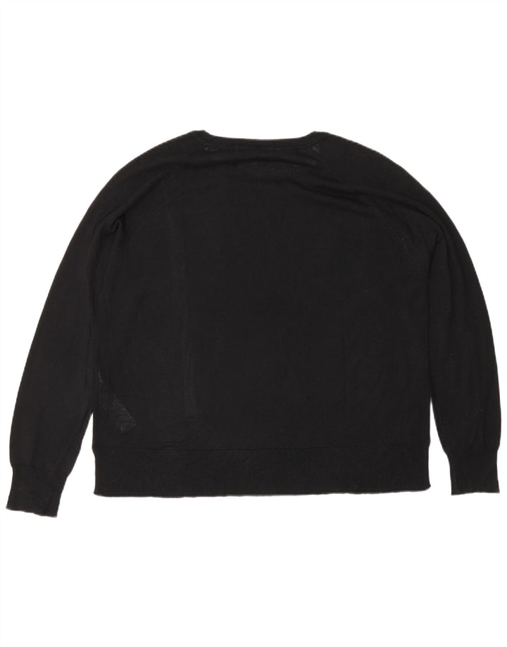 Maglione Donna Zara Girocollo UK 14 Medio Nero Viscosa