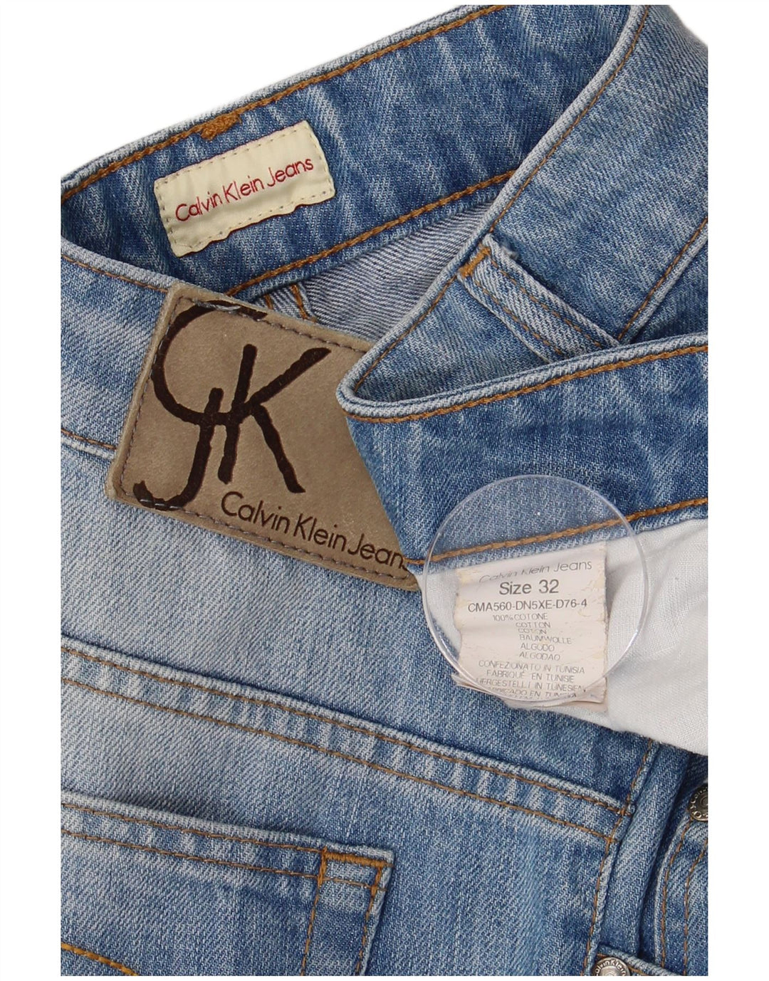 CALVIN KLEIN Jeans dritti da uomo W32 L32 Blu Cotone