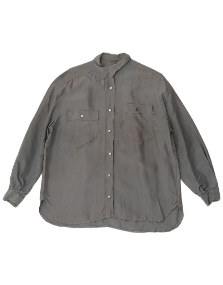 Camicetta camicia vintage da donna UK 18 XL Grigia
