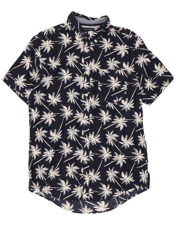 Camicia a maniche corte da uomo Tommy Hilfiger media cotone blu navy hawaiano
