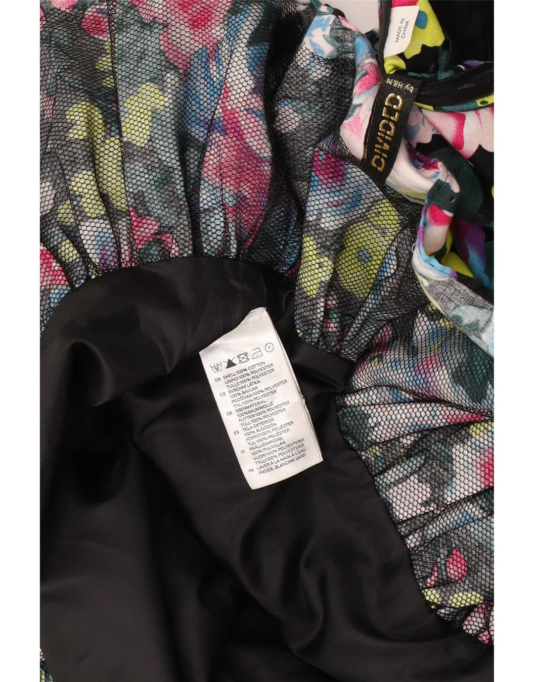 Abito sottoveste da donna diviso UK 8 Piccolo cotone floreale multicolore