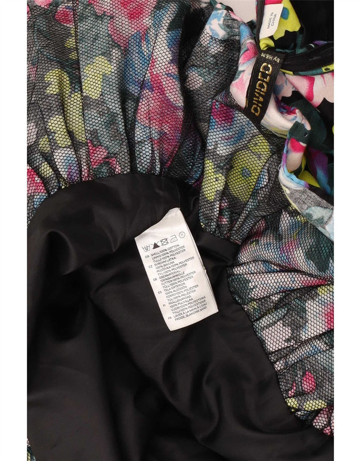 Abito sottoveste da donna diviso UK 8 Piccolo cotone floreale multicolore