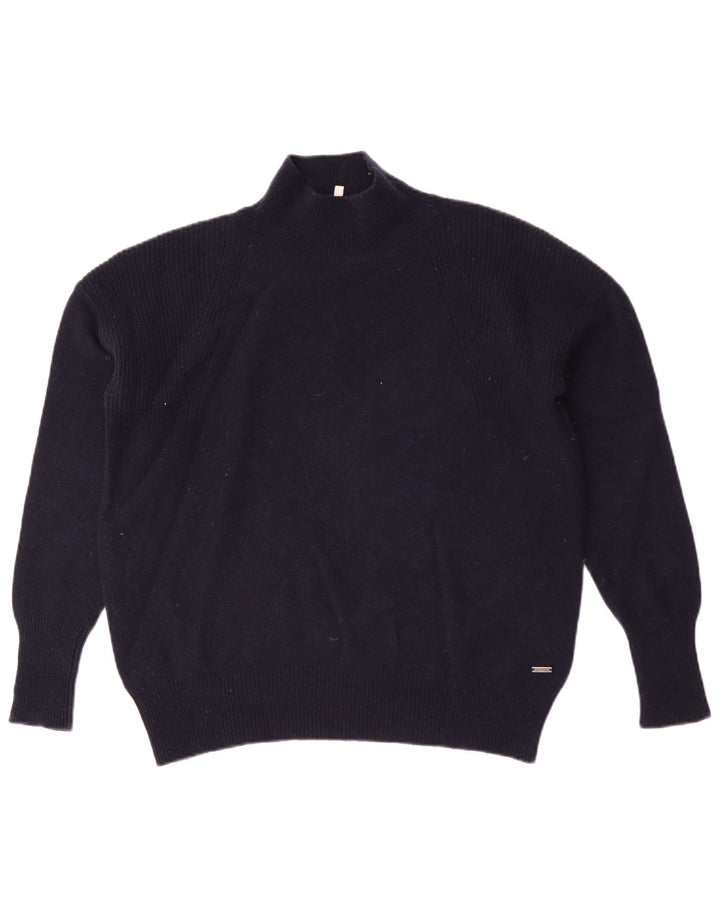 Joules Maglione da donna con collo alto e maglione UK 12 Lana medio blu navy