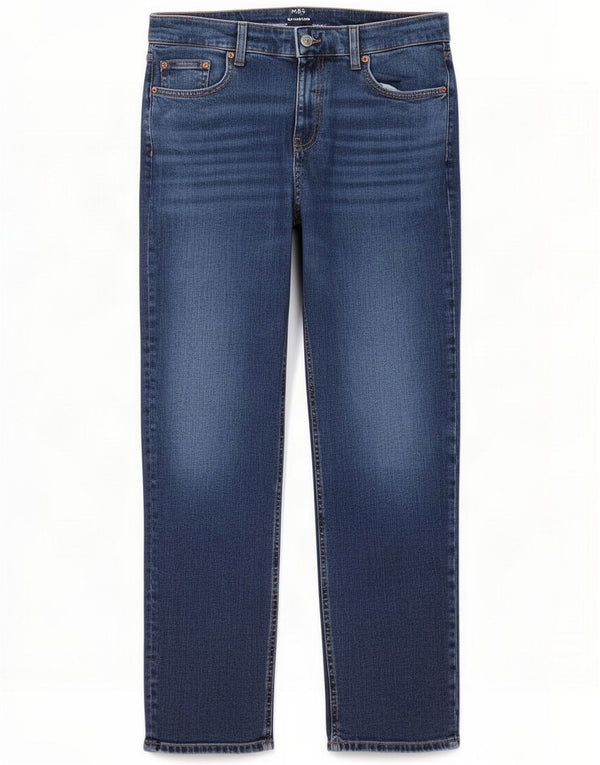 Marks & Spencer Jeans affusolati da donna UK 14 Large W36 L28 Blu navy