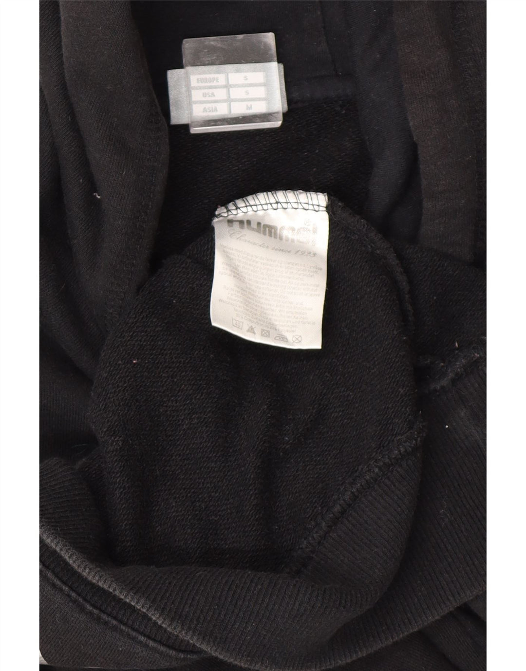 HUMMEL Mens Graphic Hoodie Jumper Small Black Cotton Vintage Hummel and Second-Hand Hummel from Messina Hembry 