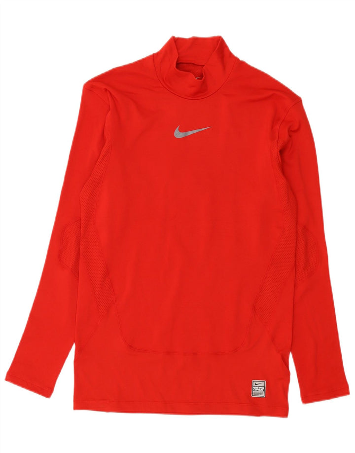 Top Nike Dri Fit da uomo a maniche lunghe, grande, in poliestere rosso