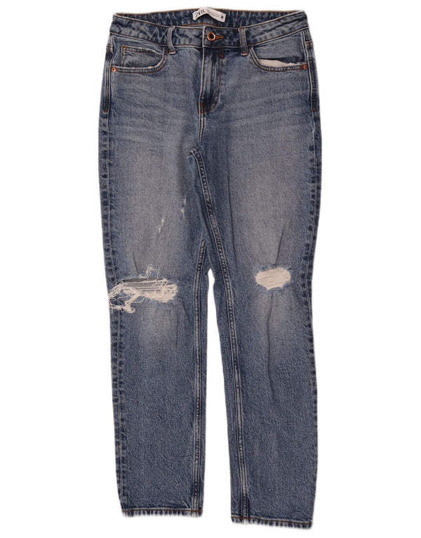 Jeans slim invecchiati Zara da donna EU 36 XS W26 L27 Blu