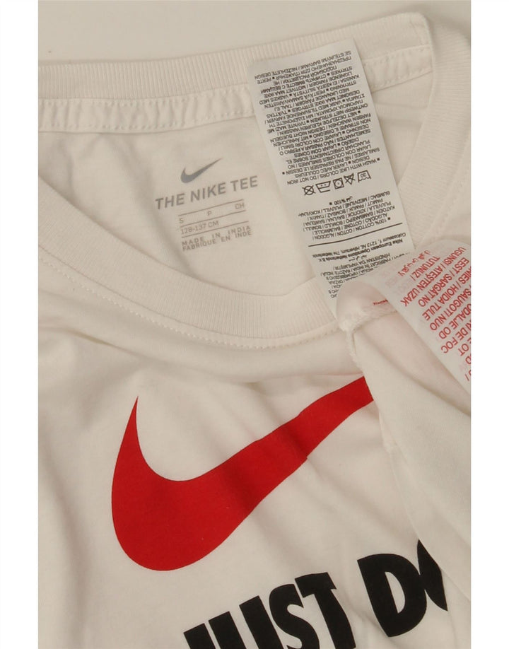 NIKE Boys Graphic T-Shirt Top 8-9 Years Small Off White Cotton