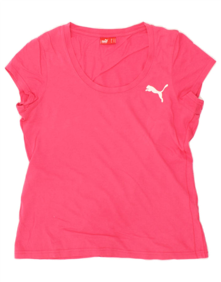 PUMA Womens T-Shirt Top UK 14 Medium  Pink Cotton Vintage Puma and Second-Hand Puma from Messina Hembry 