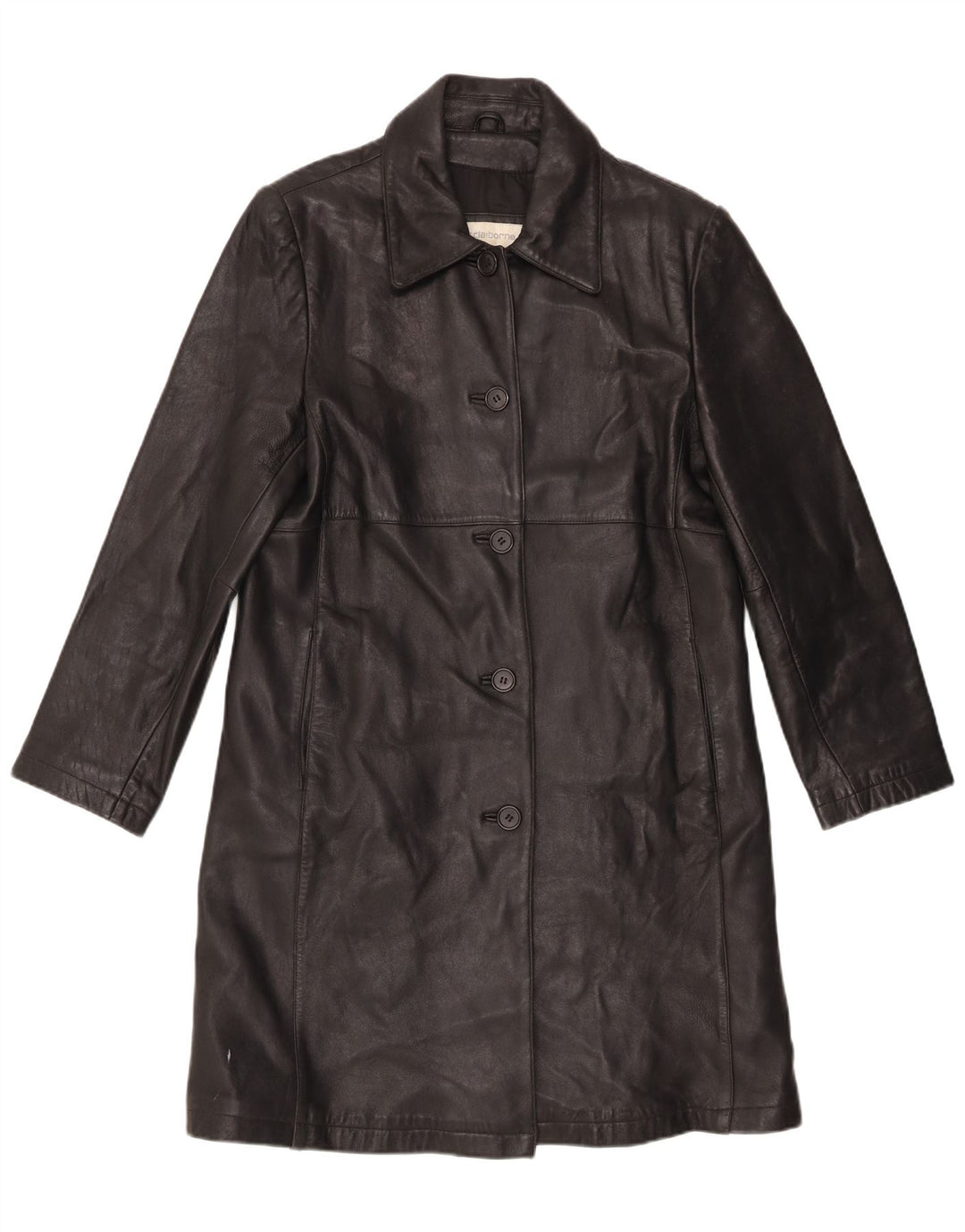 Cappotto in pelle da donna Liz Claiborne UK 16 Grande pelle nera