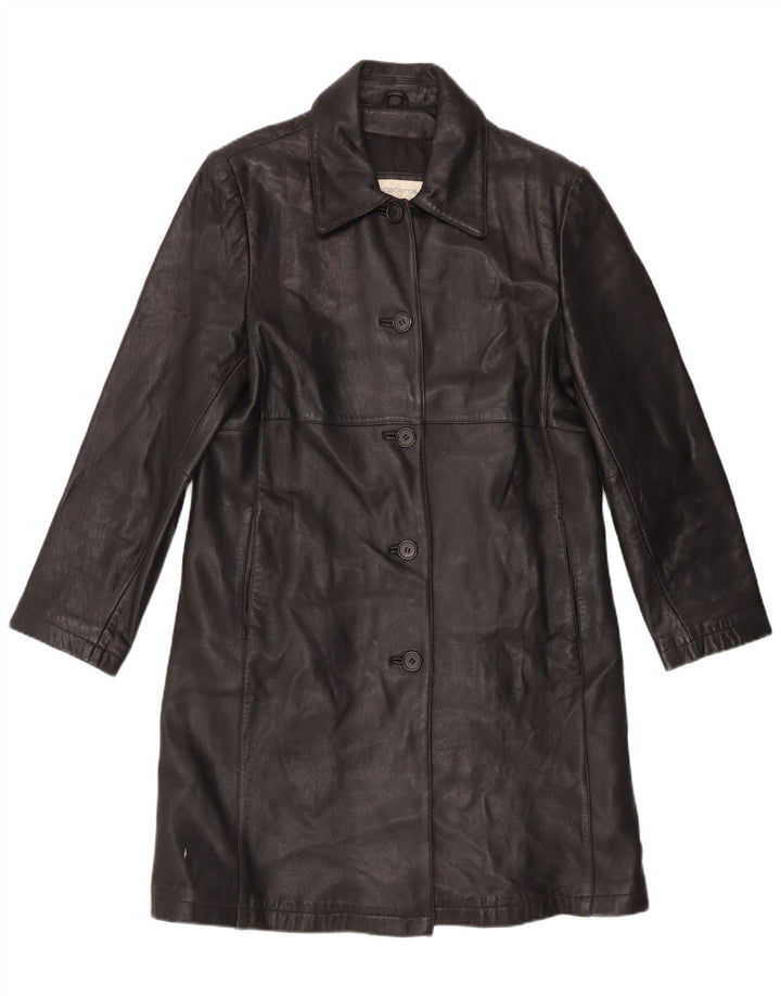 Cappotto in pelle da donna Liz Claiborne UK 16 Grande pelle nera
