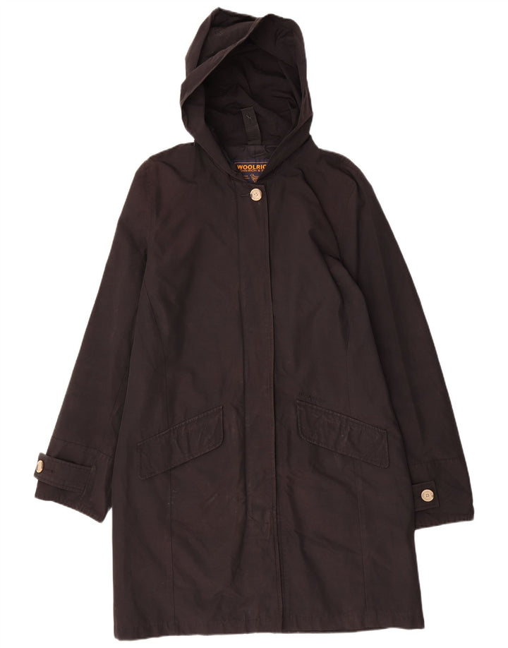 Cappotto con cappuccio da donna Woolrich UK 16 grande cotone nero