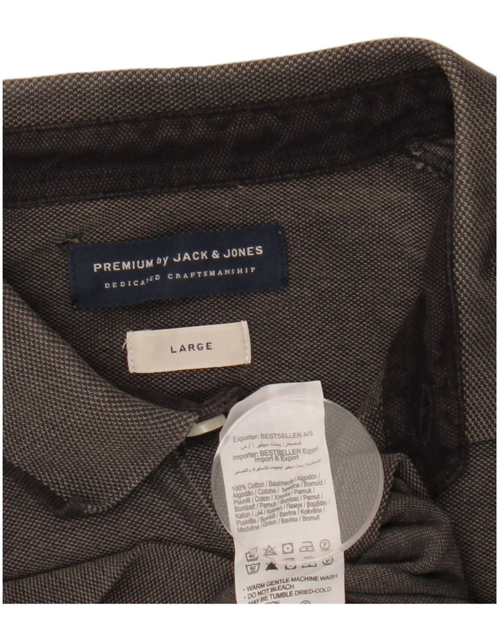 Polo da uomo Jack & Jones grande in cotone grigio