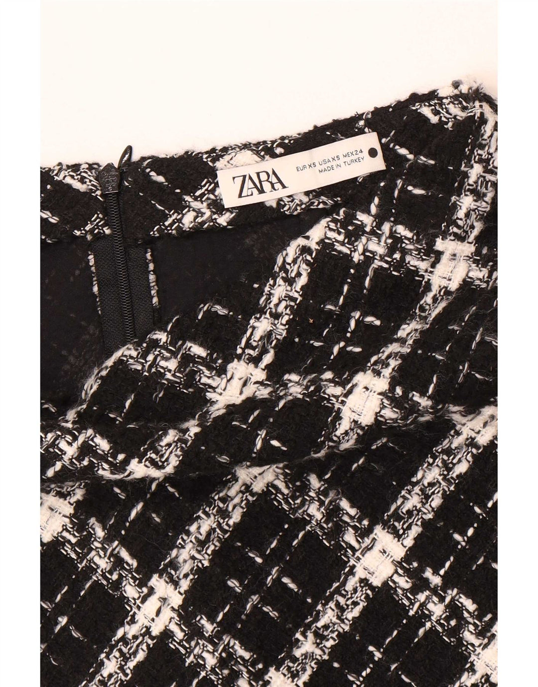 Minigonna Zara da donna XS W24 a quadri neri