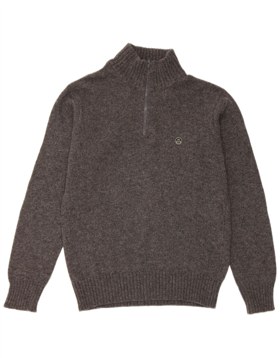 Maglione North Sails da uomo con zip e collo grande grigio screziato