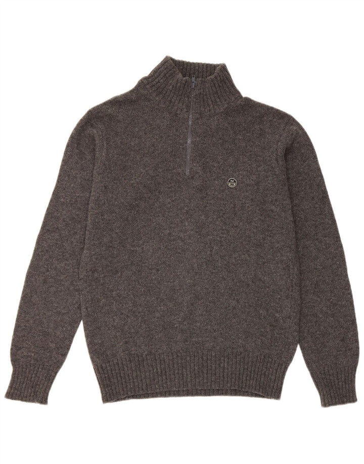Maglione North Sails da uomo con zip e collo grande grigio screziato