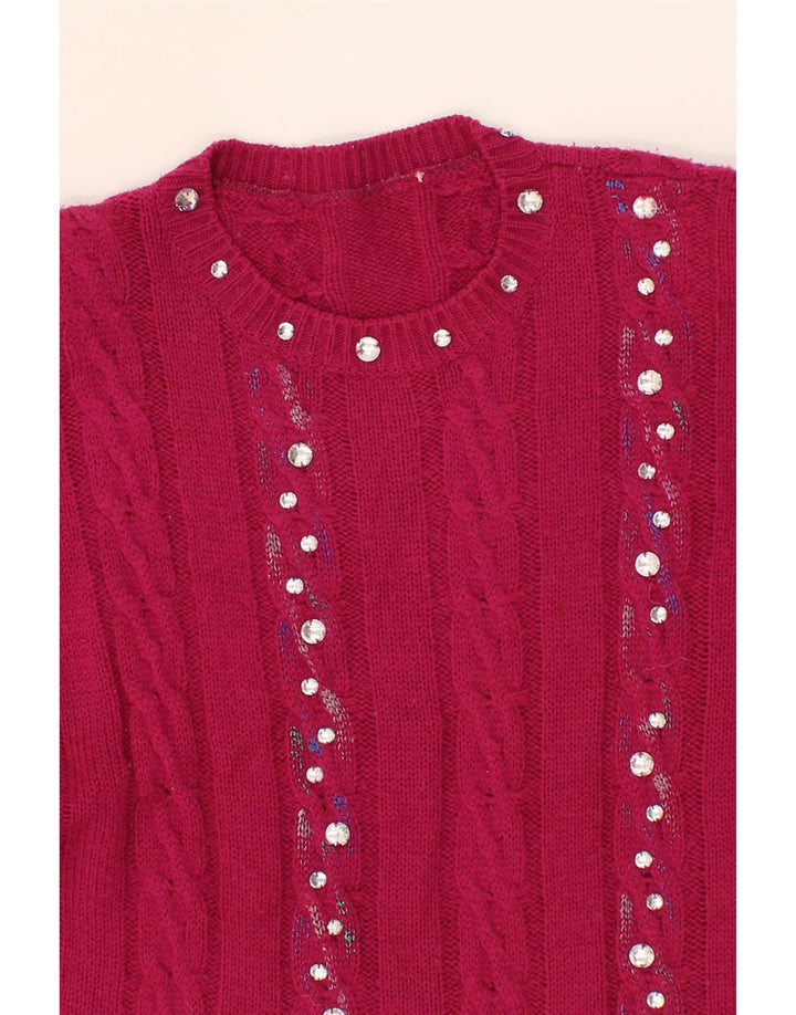 VINTAGE Womens Jumper Dress UK 14 Medium Burgundy Vintage Vintage and Second-Hand Vintage from Messina Hembry 