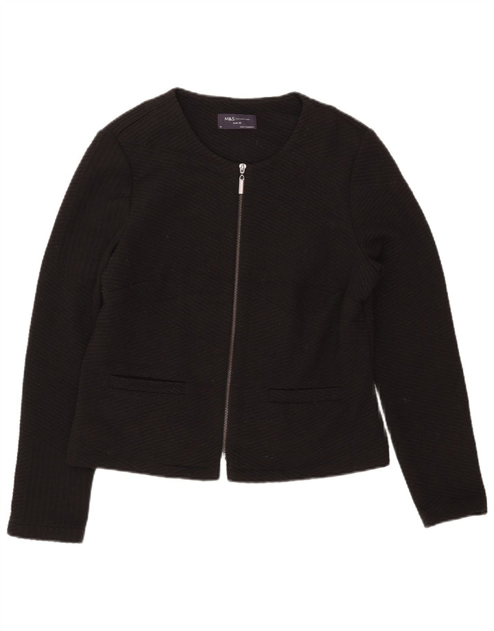 Giacca blazer con zip intera Marks & Spencer da donna UK 14 media nera