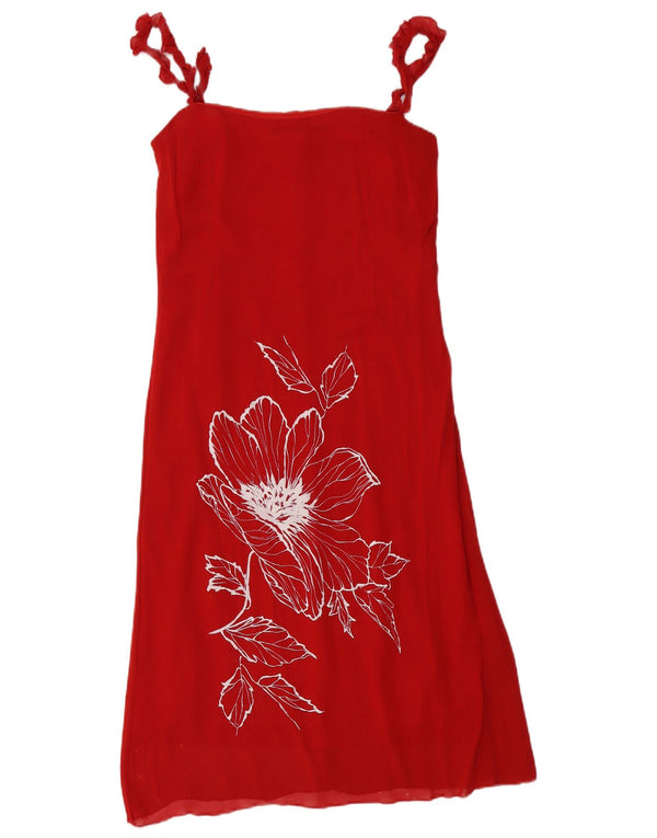 Abito sottoveste da donna Valentino UK 10 piccolo rosso floreale sintetico