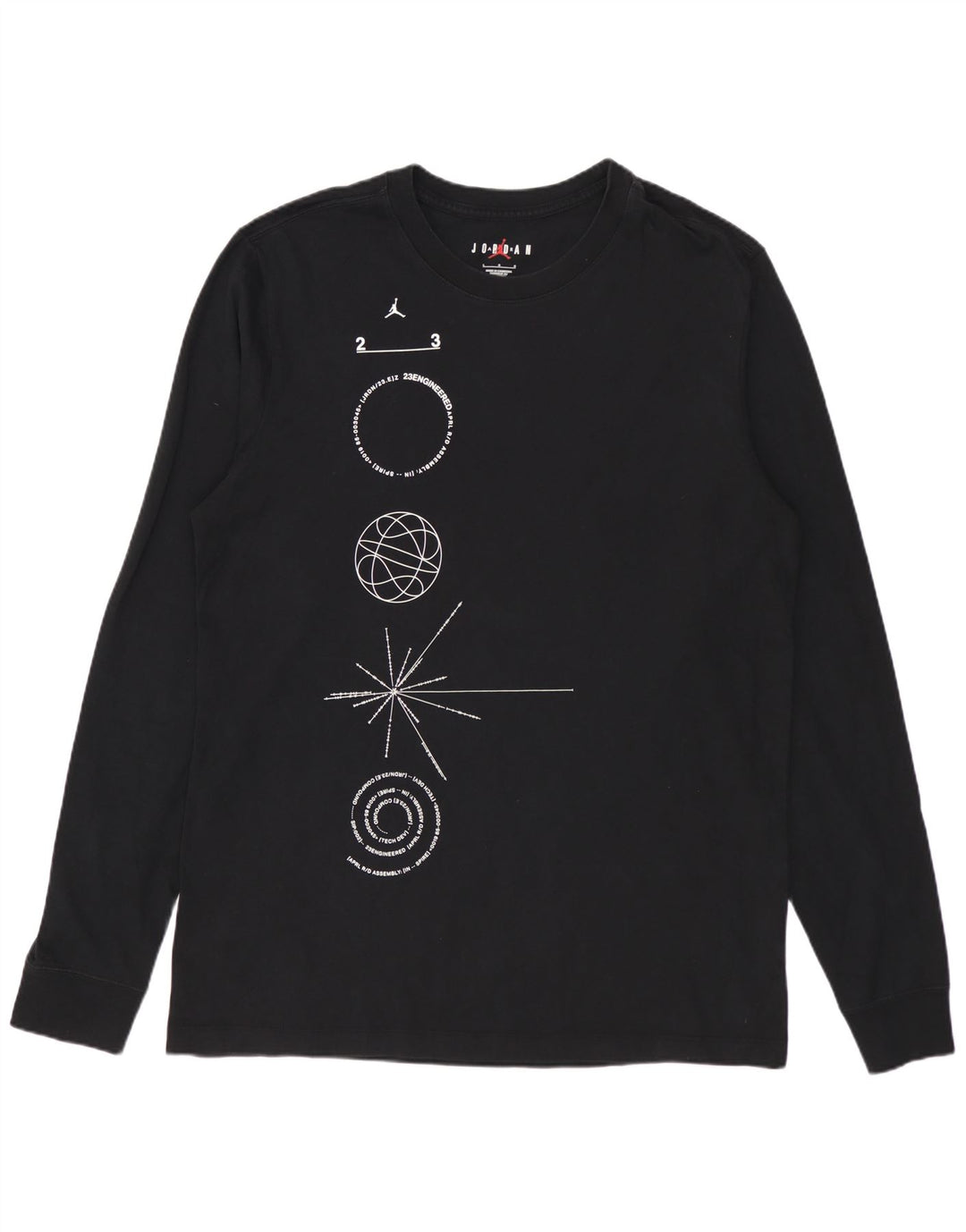 Top grafico Jordan da uomo a maniche lunghe grande in cotone nero
