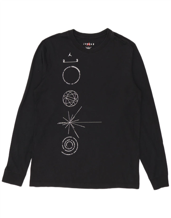 Top grafico Jordan da uomo a maniche lunghe grande in cotone nero