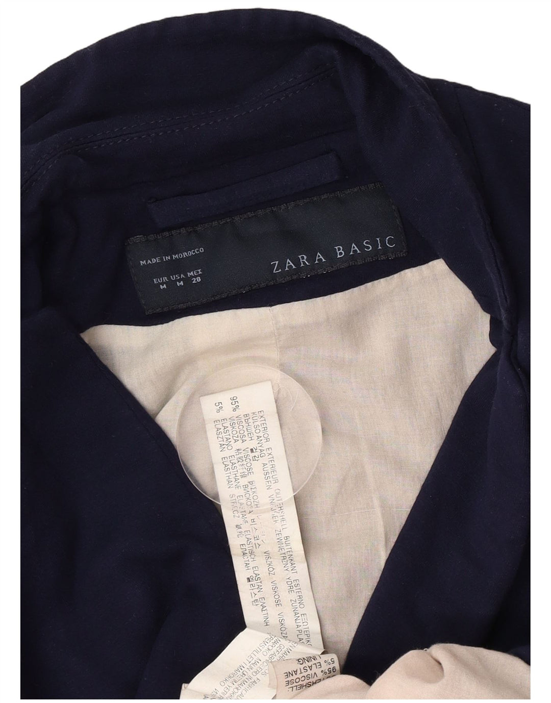 Giacca blazer a 1 bottone da donna Zara UK 12 viscosa media blu navy