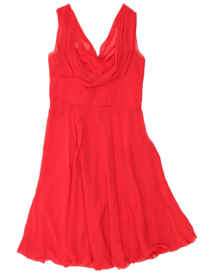 Abito a trapezio senza maniche da donna Ted Baker taglia 4 grande seta rossa