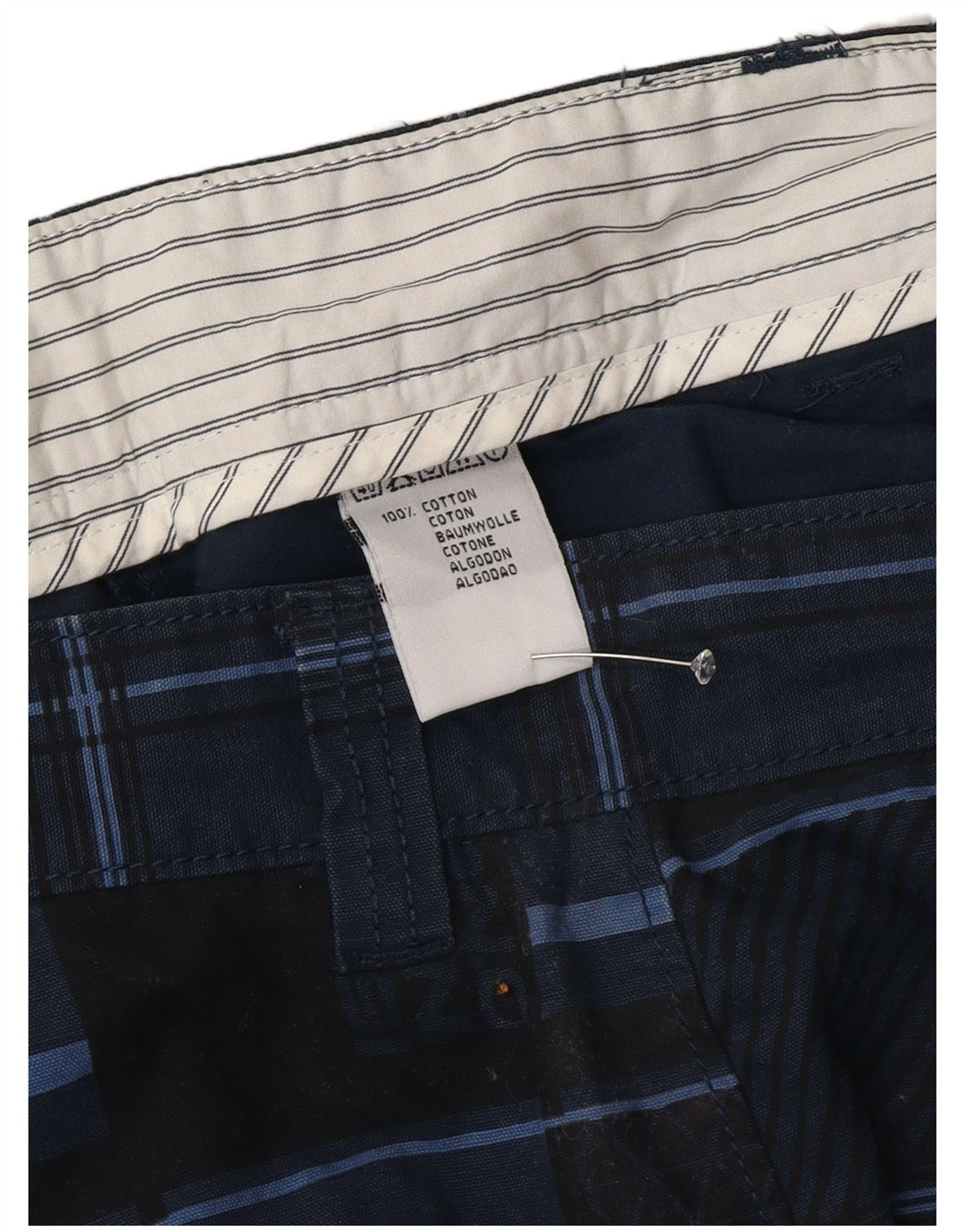 Pantaloncini chino da uomo O'Neill W36 grandi in cotone a quadri blu navy
