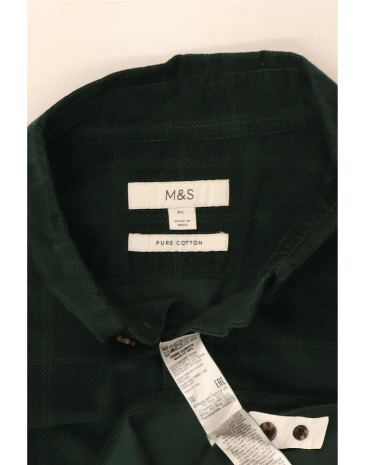Camicia da uomo Marks & Spencer XL in cotone a quadri verdi