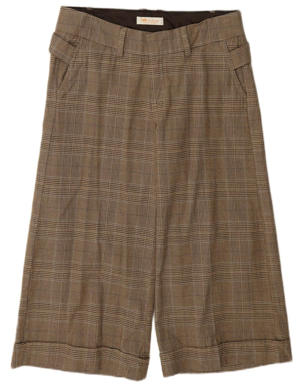 Pantaloni Capri da donna a gamba larga Lee US 7/8 Medium W30 L20 Cotone a quadri marrone