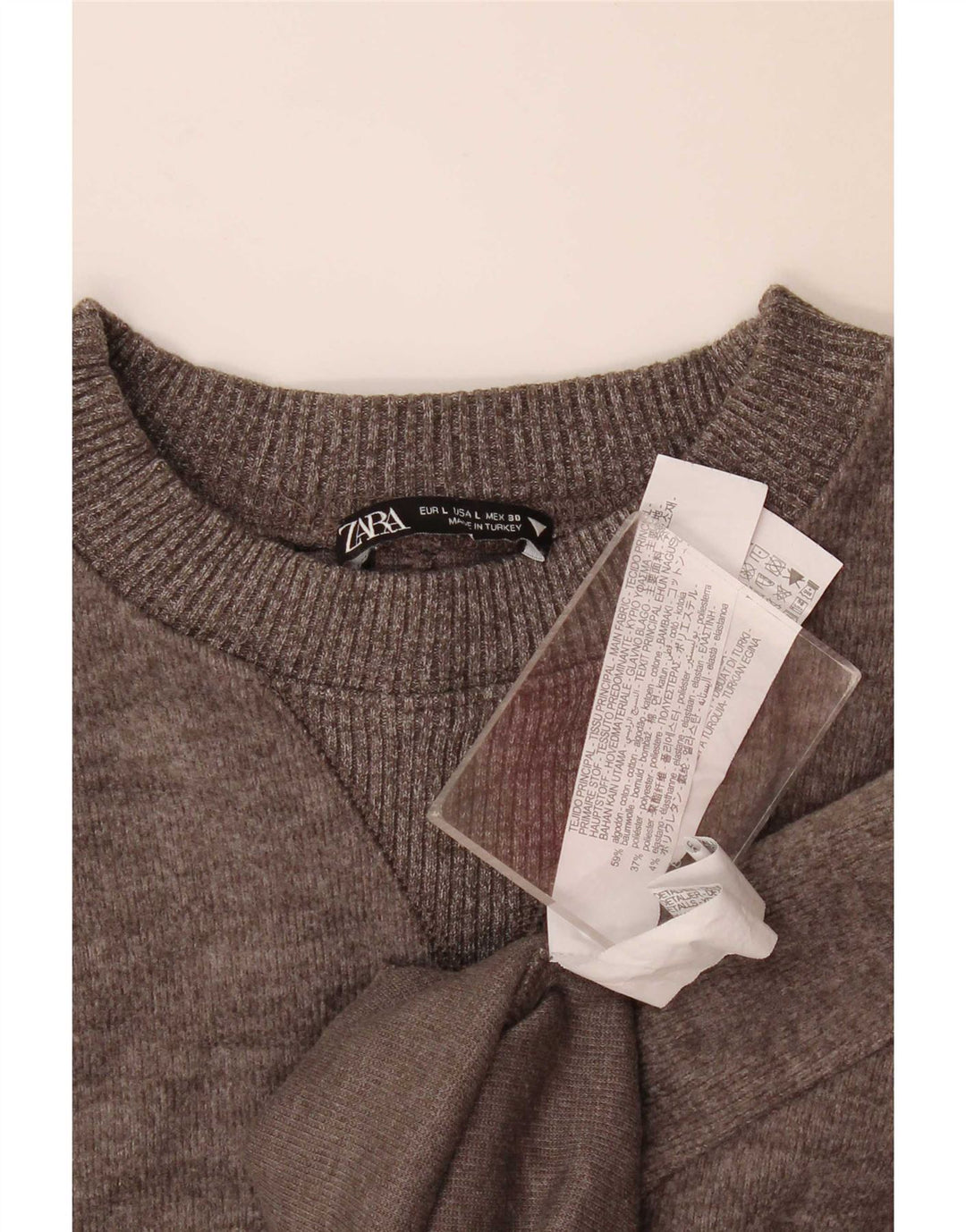 Top corto in camicetta corta da donna Zara UK 16 grande cotone grigio