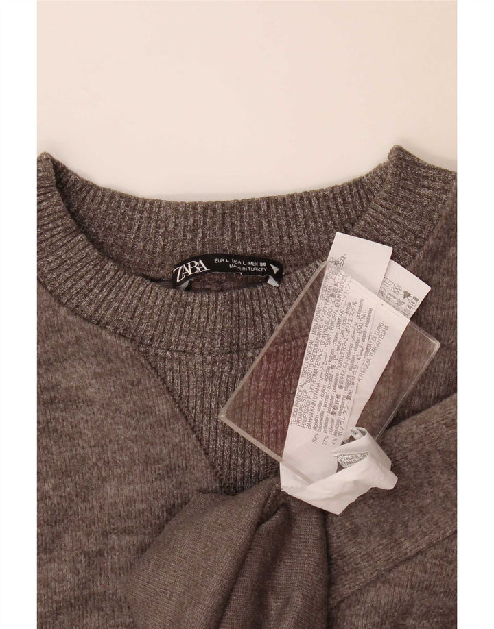 Top corto in camicetta corta da donna Zara UK 16 grande cotone grigio