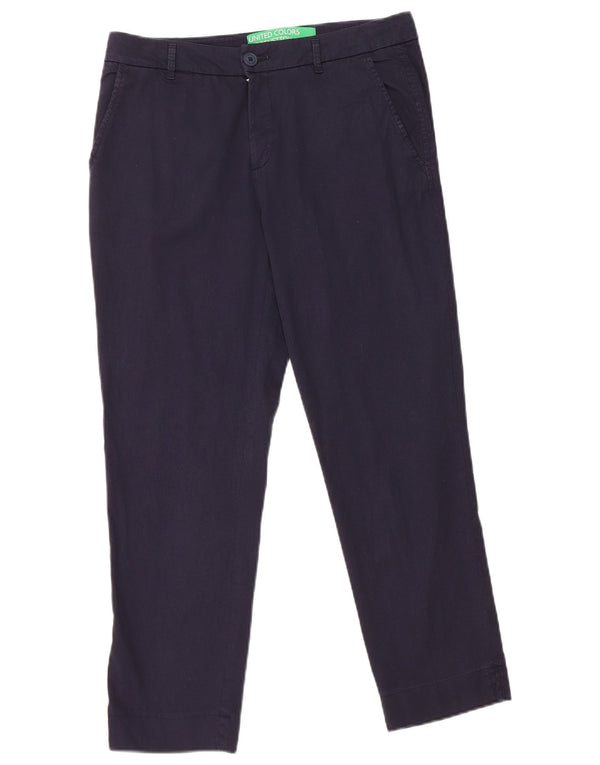 Pantaloni cropped da donna Benetton UK 10 Small W30 L24 Cotone blu navy