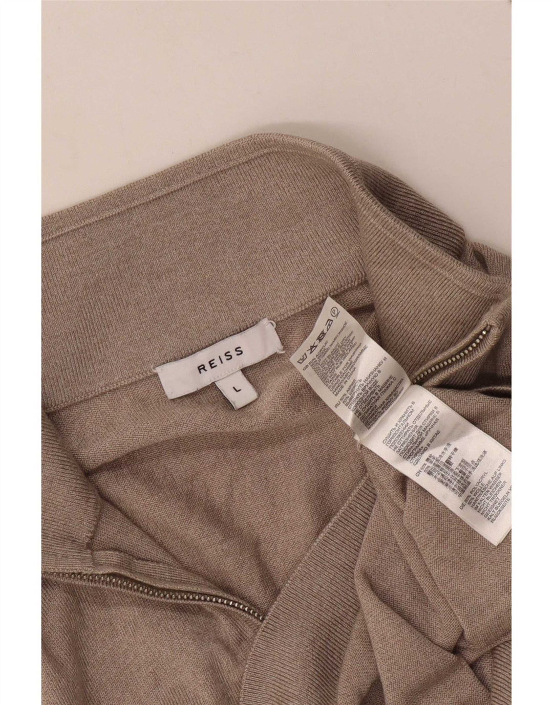 Maglione Reiss da uomo con zip e collo, grande, in acrilico beige