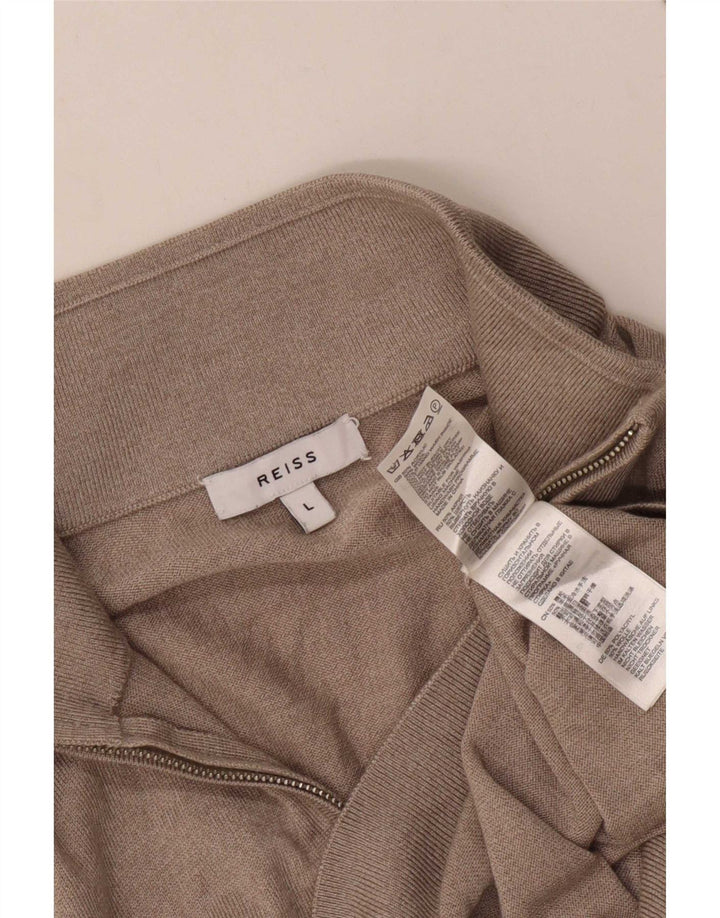 Maglione Reiss da uomo con zip e collo, grande, in acrilico beige