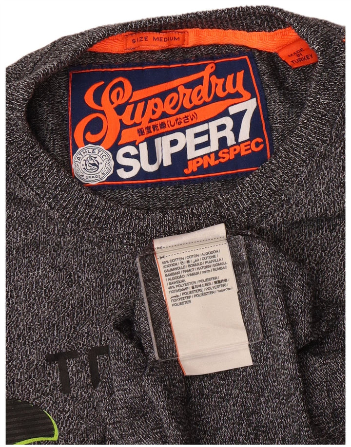 T-shirt grafica da uomo Superdry Top in cotone chiazzato grigio medio