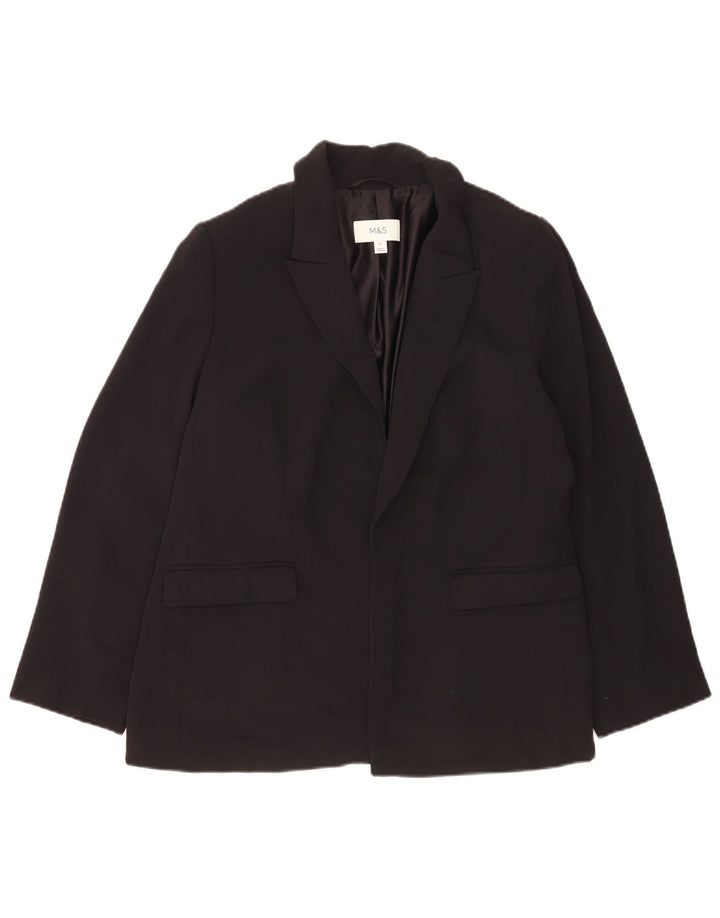 Giacca blazer aperta da donna Marks & Spencer UK 14 grande poliestere nero