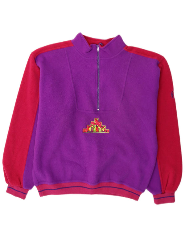 Maglione in pile con grafica da sci da uomo Conte of Florence, color block viola medio