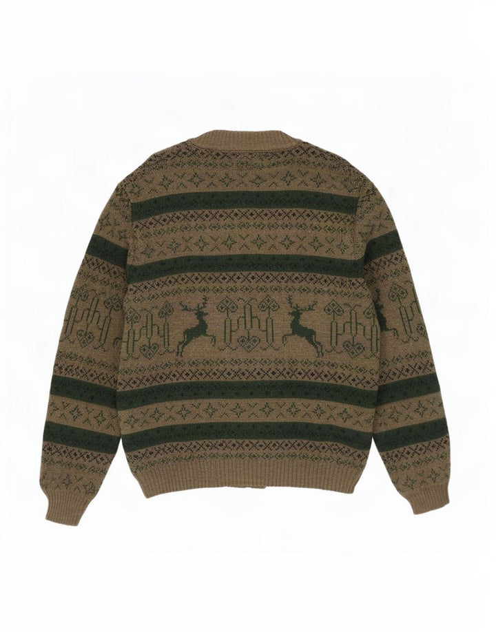 Maglione cardigan da uomo St. Peter Trachten medio kaki Fair Isle acrilico