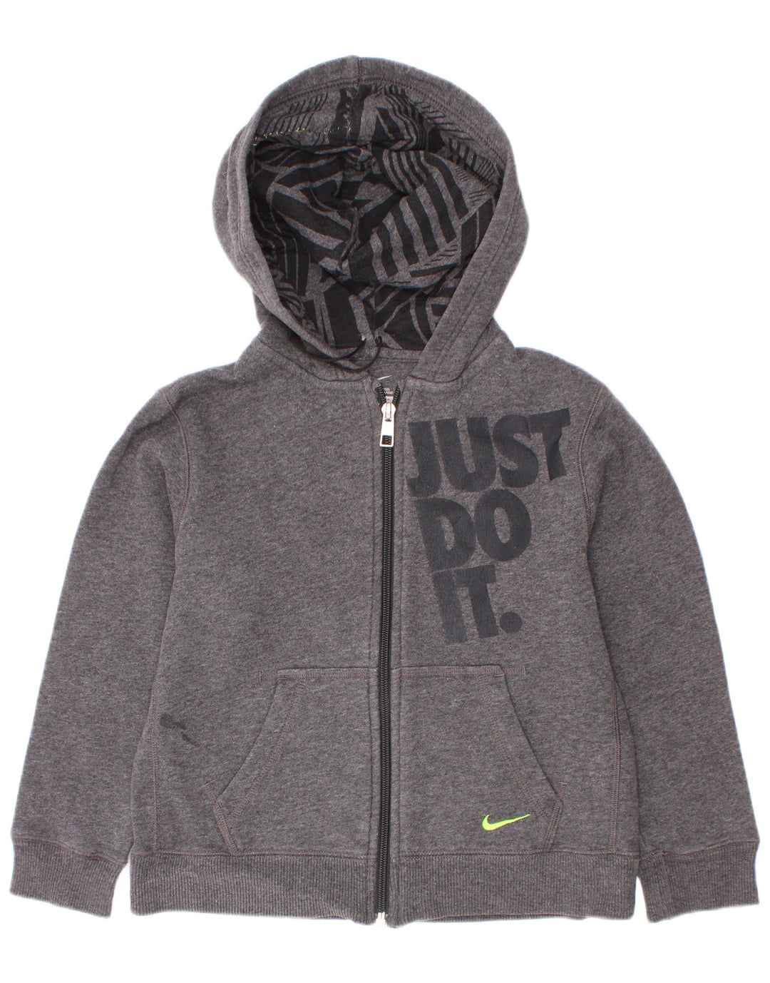 Felpa con cappuccio e zip grafica Nike da bambino 6-7 anni Grigia