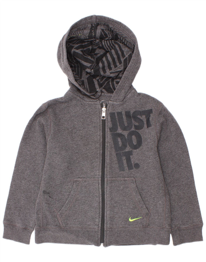 Felpa con cappuccio e zip grafica Nike da bambino 6-7 anni Grigia