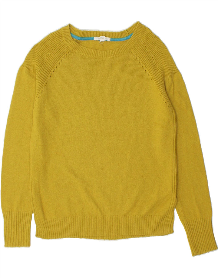 WHITE STUFF Womens Boat Neck Jumper Sweater UK 12 Medium  Yellow Nylon Vintage White Stuff and Second-Hand White Stuff from Messina Hembry 