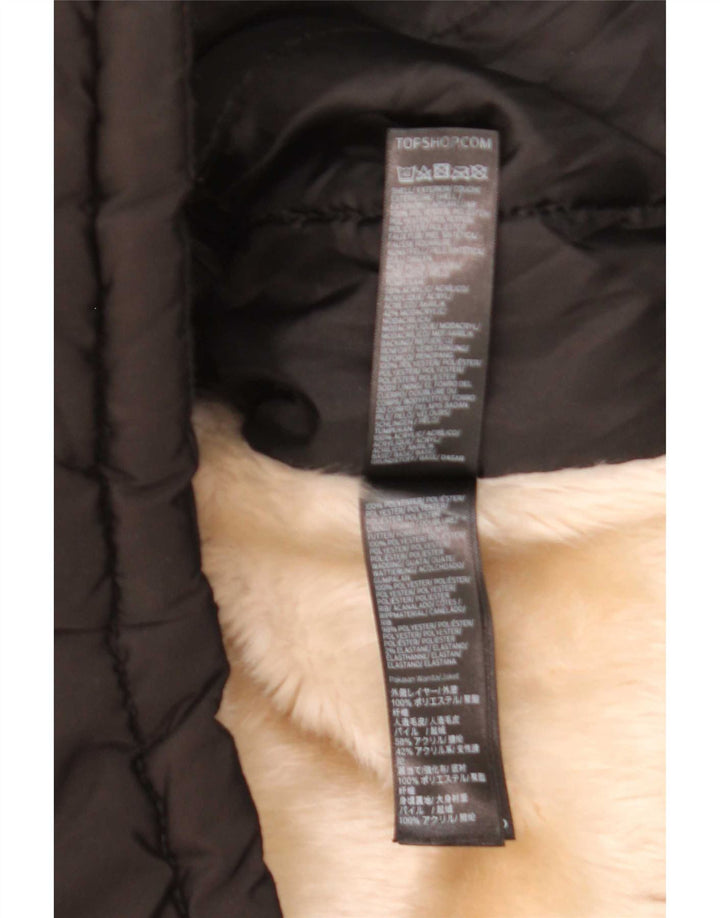 Giacca imbottita oversize con cappuccio da donna Topshop UK 8 piccola poliestere nero