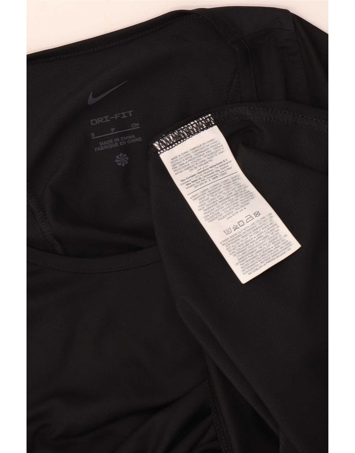 T-shirt Nike Dri Fit da donna Top UK 10 Small Nero Poliestere