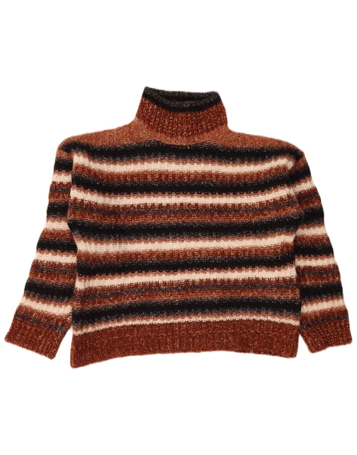 Massimo Dutti Maglione corto da donna con collo alto e collo alto UK 14 Marrone medio