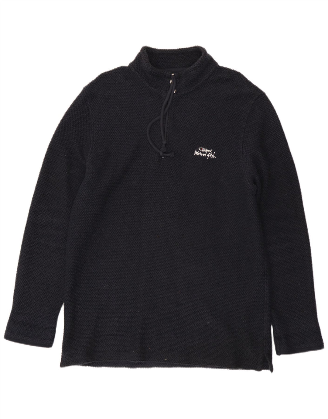 Felpa da uomo con collo con zip Weird Fish, maglione grande, in cotone blu navy