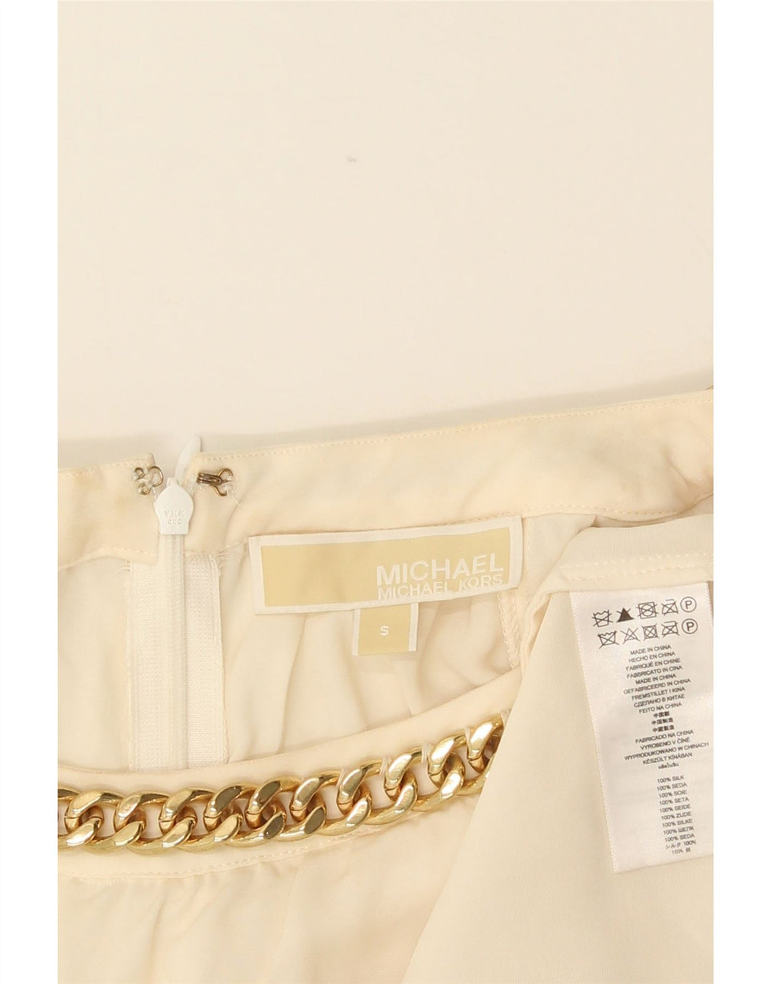 Camicetta senza maniche da donna Michael Kors Top UK 10 Small Off White Silk