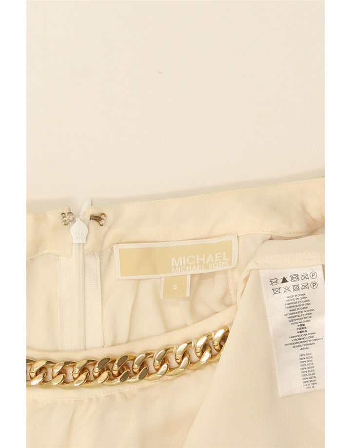 Camicetta senza maniche da donna Michael Kors Top UK 10 Small Off White Silk