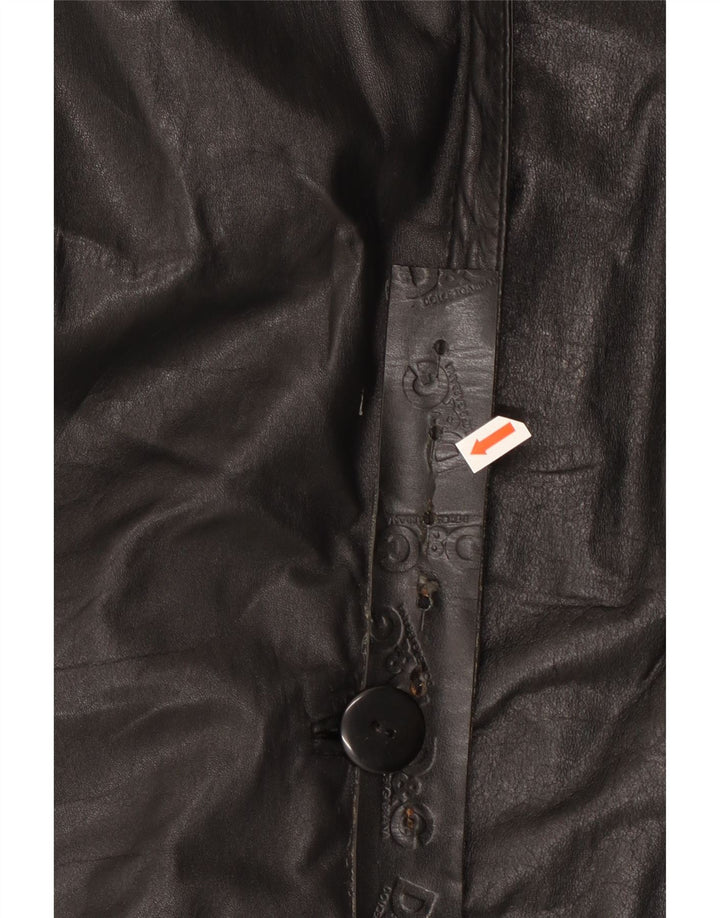 Giacca in pelle oversize da donna vintage UK 18 XL in pelle nera